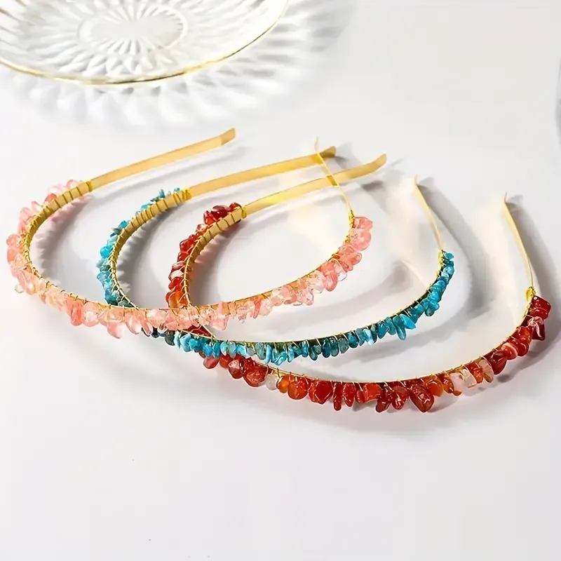 Women's Solid Color Ethnic Style Pastoral Gem Iron Hair Band display picture 23