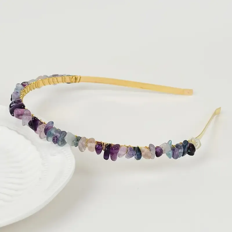 Women's Solid Color Ethnic Style Pastoral Gem Iron Hair Band display picture 1