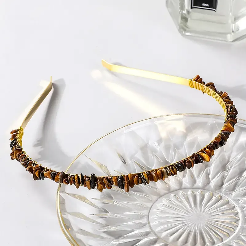 Women's Solid Color Ethnic Style Pastoral Gem Iron Hair Band display picture 8