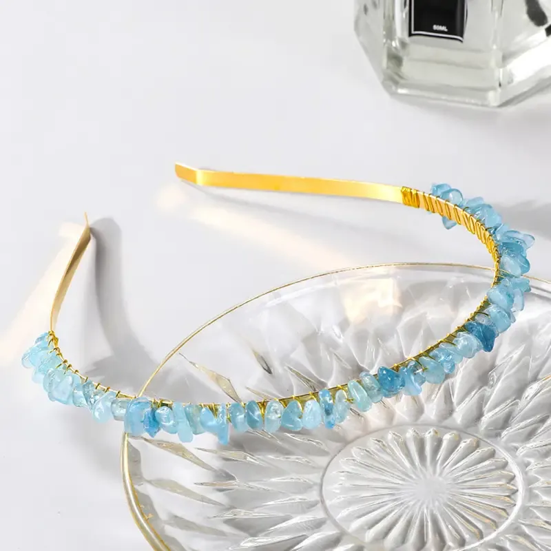 Femmes Couleur Unie Style Ethnique Pastorale Gemme Le Fer Bande De Cheveux display picture 5