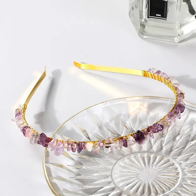 Women's Solid Color Ethnic Style Pastoral Gem Iron Hair Band display picture 6