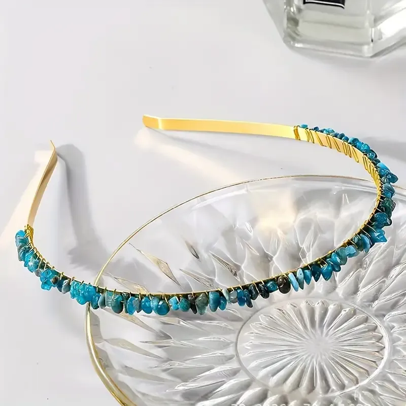 Femmes Couleur Unie Style Ethnique Pastorale Gemme Le Fer Bande De Cheveux display picture 9