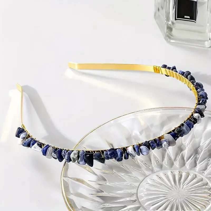 Women's Solid Color Ethnic Style Pastoral Gem Iron Hair Band display picture 2