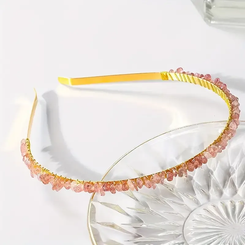 Femmes Couleur Unie Style Ethnique Pastorale Gemme Le Fer Bande De Cheveux display picture 3