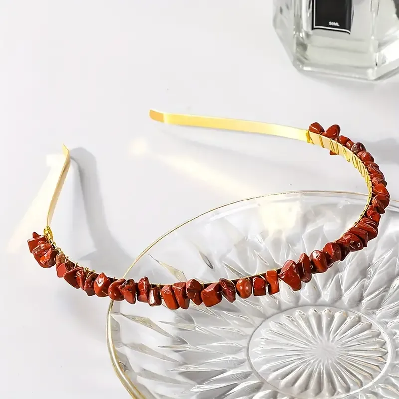 Women's Solid Color Ethnic Style Pastoral Gem Iron Hair Band display picture 13