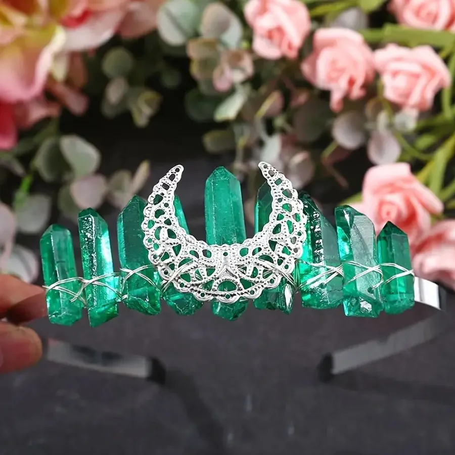 Women's Geometric Solid Color Retro Pastoral Alloy Gem Hair Band display picture 2