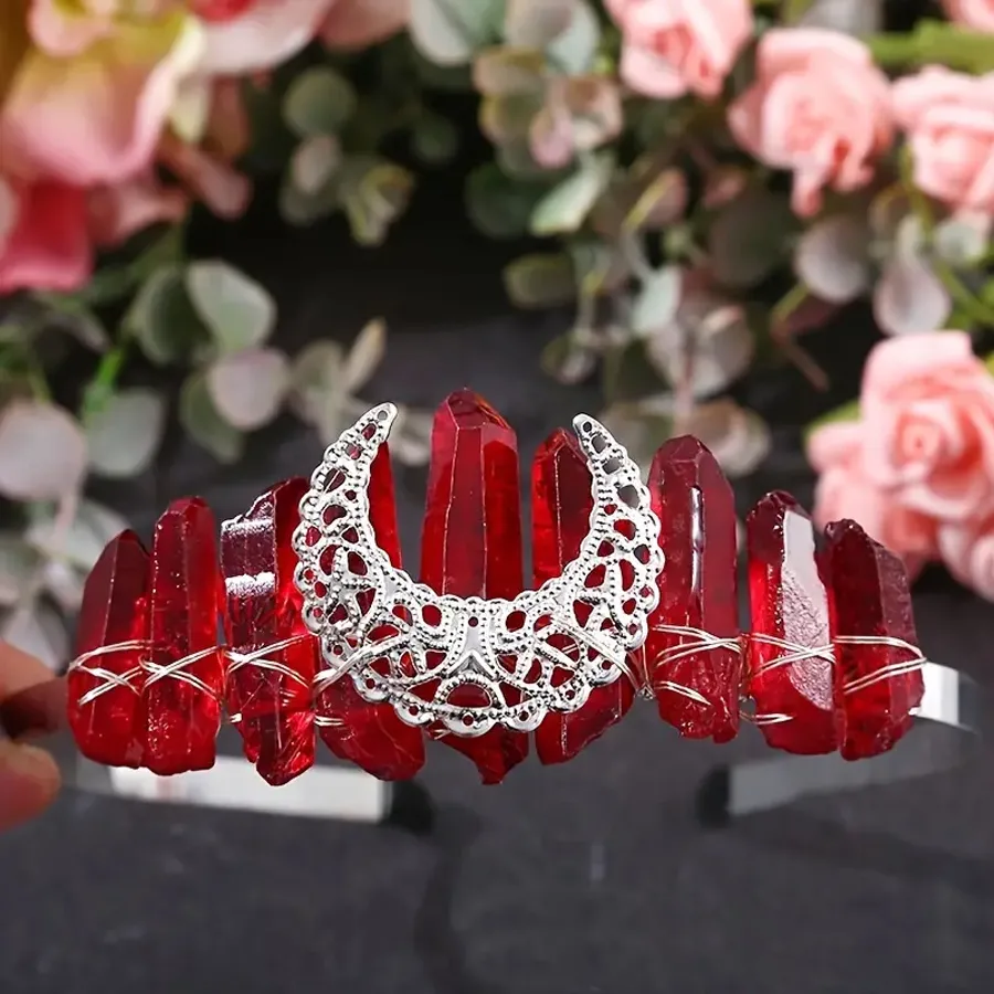 Women's Geometric Solid Color Retro Pastoral Alloy Gem Hair Band display picture 4