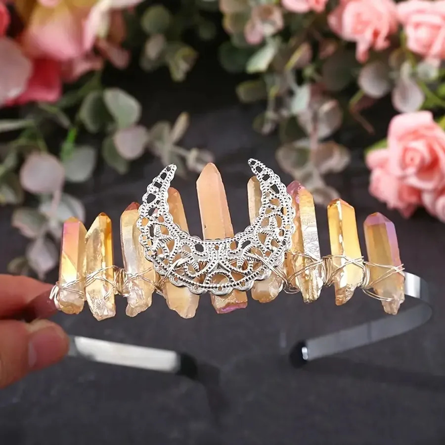 Women's Geometric Solid Color Retro Pastoral Alloy Gem Hair Band display picture 12