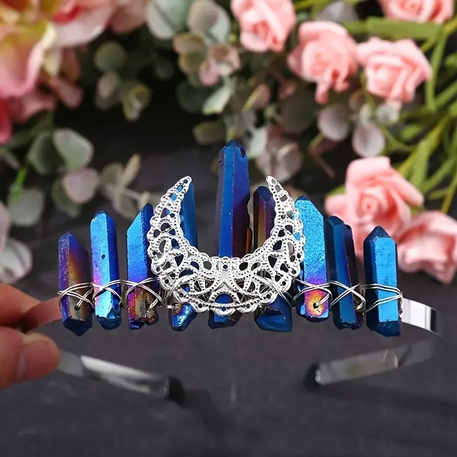 Women's Geometric Solid Color Retro Pastoral Alloy Gem Hair Band display picture 13