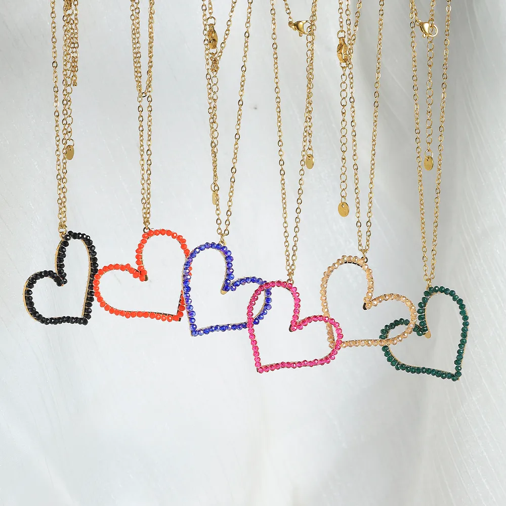 Forma De Corazón Reina Romántico Ropa De Calle Chapados En Oro De 18K Acero Inoxidable 304 Diamante De Imitación Collar Colgante Venta Al Por Mayor display picture 20