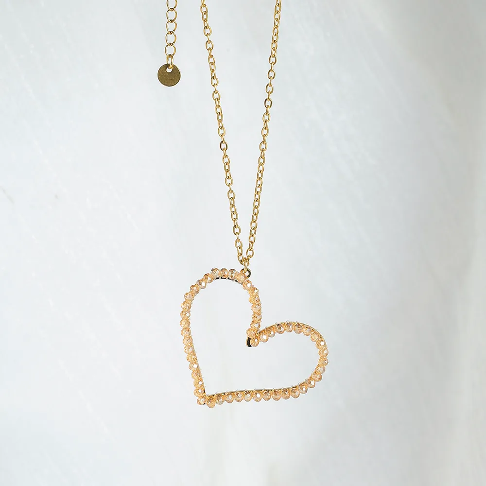 Forma De Corazón Reina Romántico Ropa De Calle Chapados En Oro De 18K Acero Inoxidable 304 Diamante De Imitación Collar Colgante Venta Al Por Mayor display picture 1