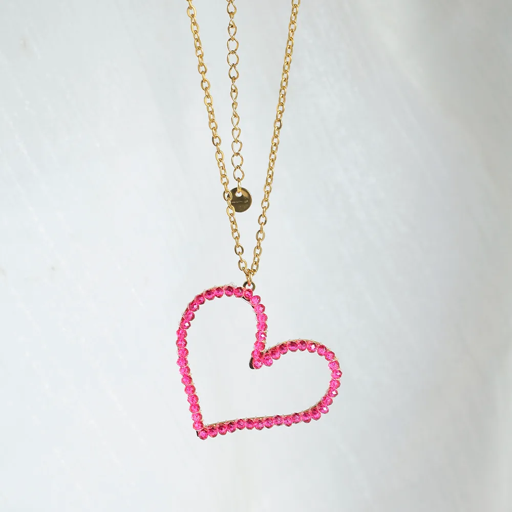 Forma De Corazón Reina Romántico Ropa De Calle Chapados En Oro De 18K Acero Inoxidable 304 Diamante De Imitación Collar Colgante Venta Al Por Mayor display picture 2