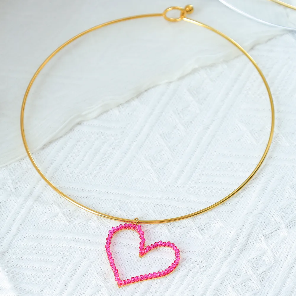 Forma De Corazón Reina Romántico Ropa De Calle Chapados En Oro De 18K Acero Inoxidable 304 Diamante De Imitación Collar Colgante Venta Al Por Mayor display picture 4