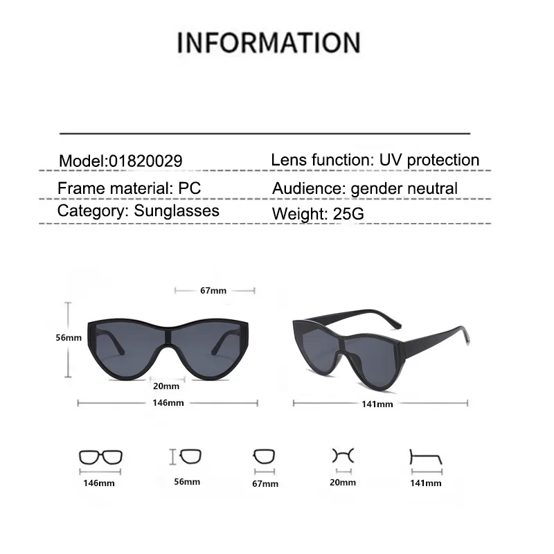 Cat Eye IG Style Personality Trend Streetwear Solid Color Pc Full Frame Women's Sunglasses display picture 1
