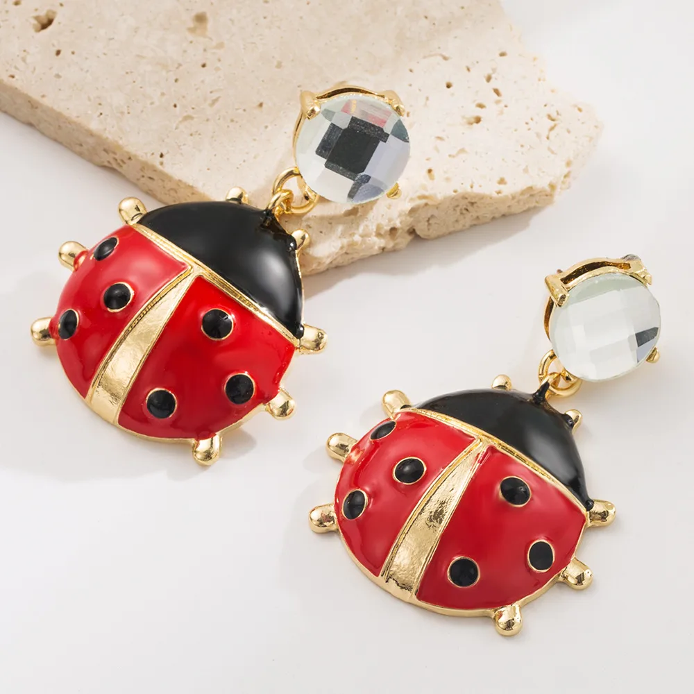 1 Pair Beetles Cute Modern Style Alloy Diamond Drop Earrings display picture 2