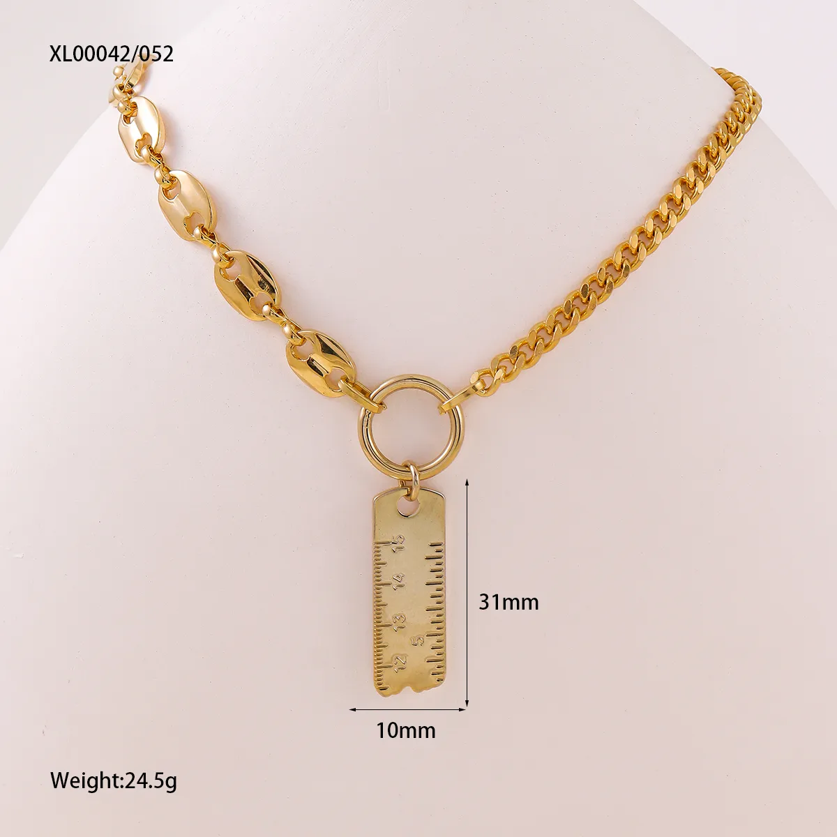 Geometric Cross Vocabulary Words/Name Original Design Luxurious Shiny Copper Pendant Necklace Lobster Trigger Clasp Closure display picture 3