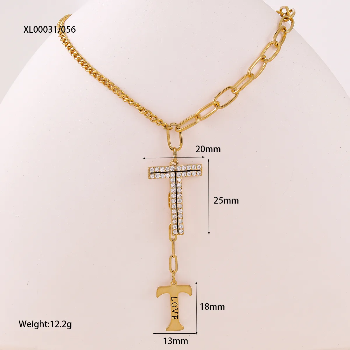Geometric Cross Vocabulary Words/Name Original Design Luxurious Shiny Copper Pendant Necklace Lobster Trigger Clasp Closure display picture 2