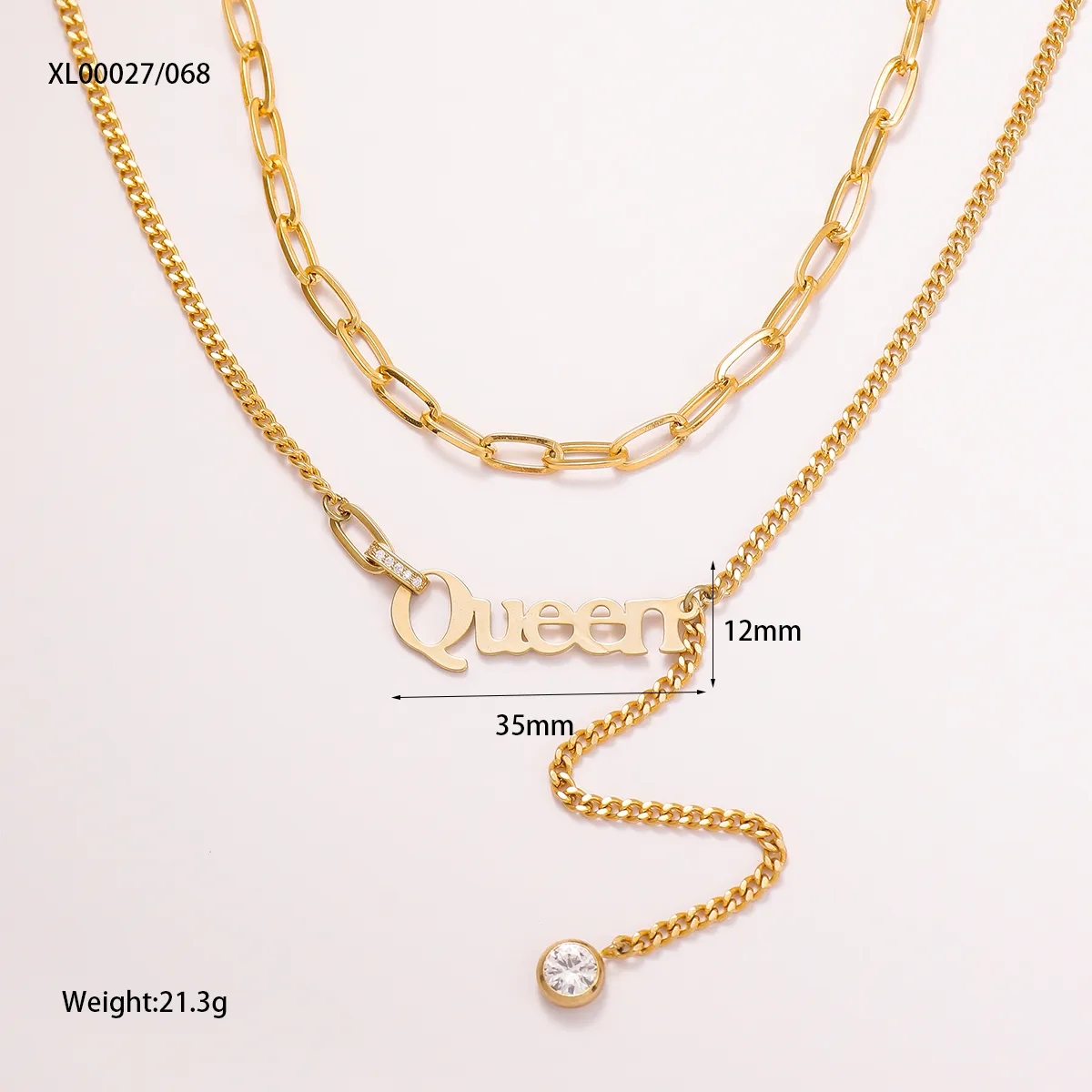 Geometric Cross Vocabulary Words/Name Original Design Luxurious Shiny Copper Pendant Necklace Lobster Trigger Clasp Closure display picture 1