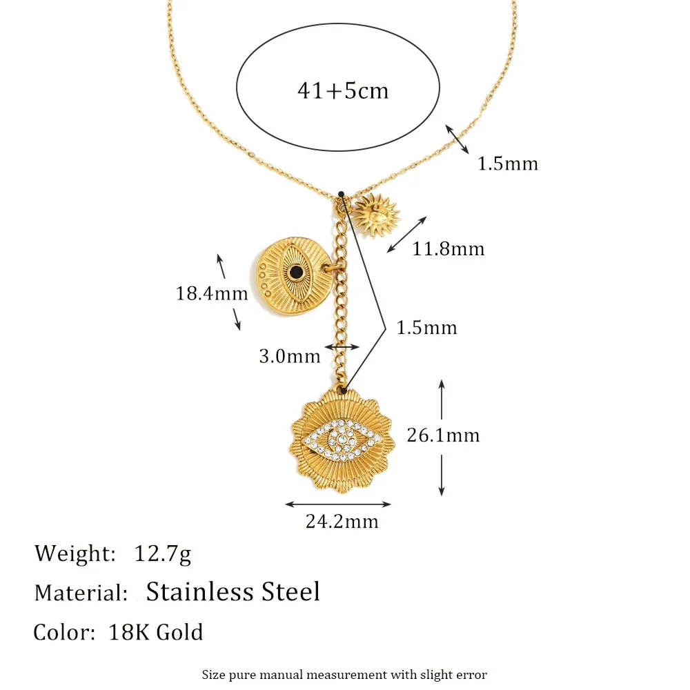 Rond Style Moderne Acier Inoxydable 304 Pendentif Placage Fermeture À Boucle De Type Homard display picture 2