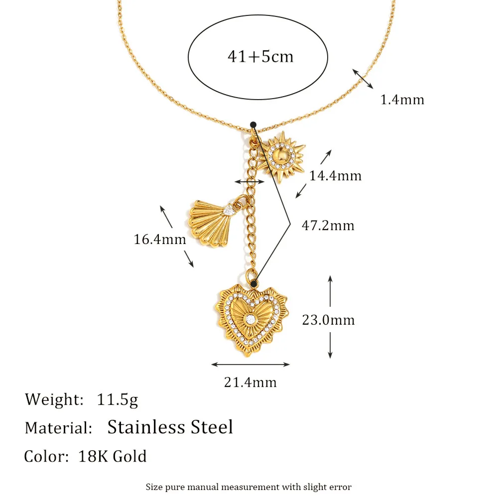 Heart Shape Beach 304 Stainless Steel Pendant Necklace Plating Lobster Trigger Clasp Closure display picture 2