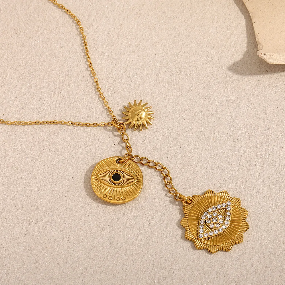 Rond Style Moderne Acier Inoxydable 304 Pendentif Placage Fermeture À Boucle De Type Homard display picture 1