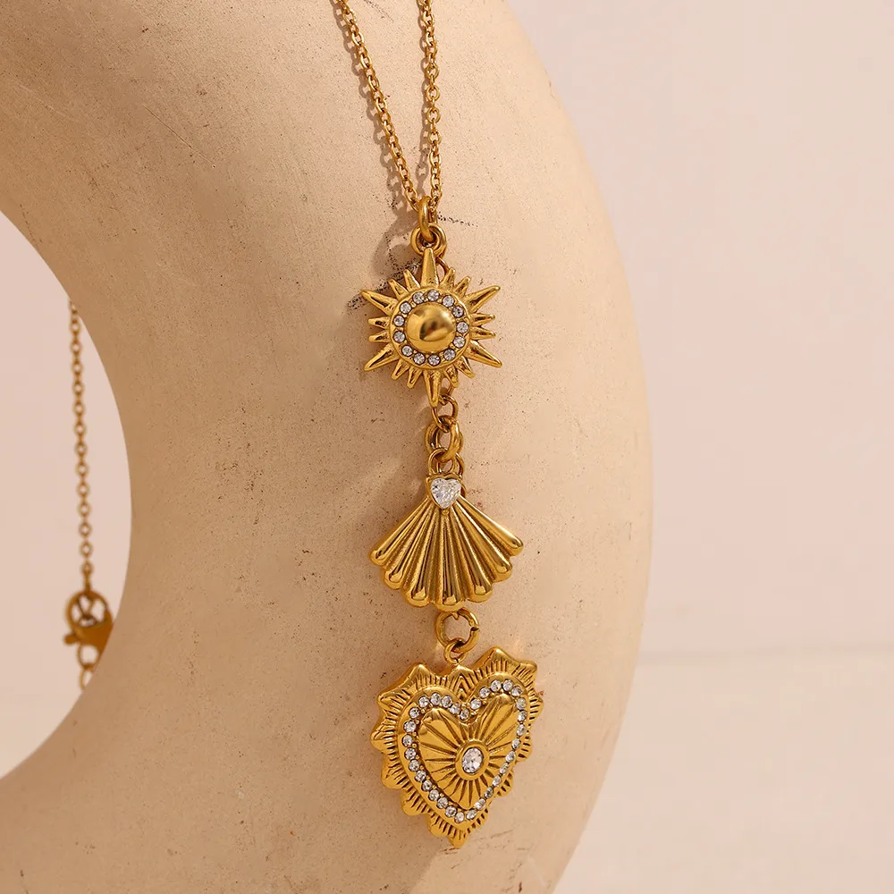 Heart Shape Beach 304 Stainless Steel Pendant Necklace Plating Lobster Trigger Clasp Closure display picture 3