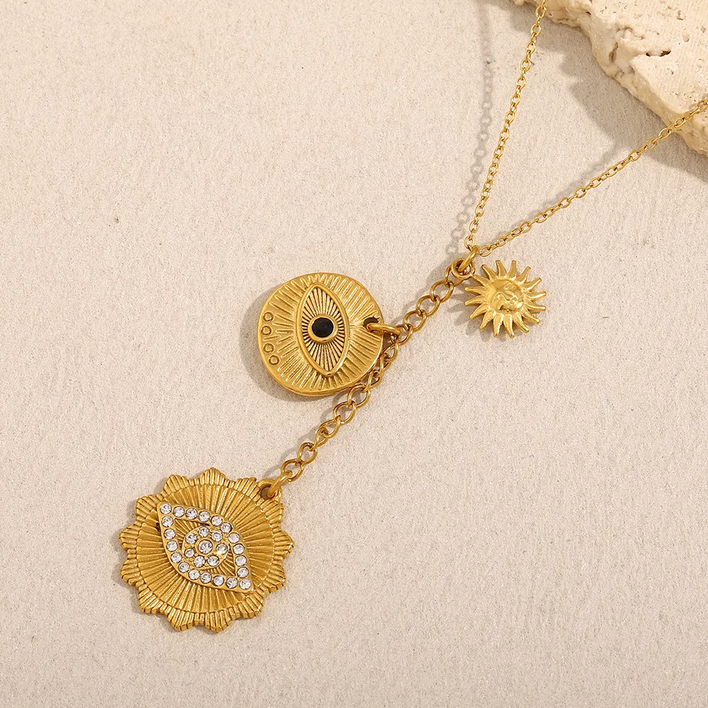 Rond Style Moderne Acier Inoxydable 304 Pendentif Placage Fermeture À Boucle De Type Homard display picture 3