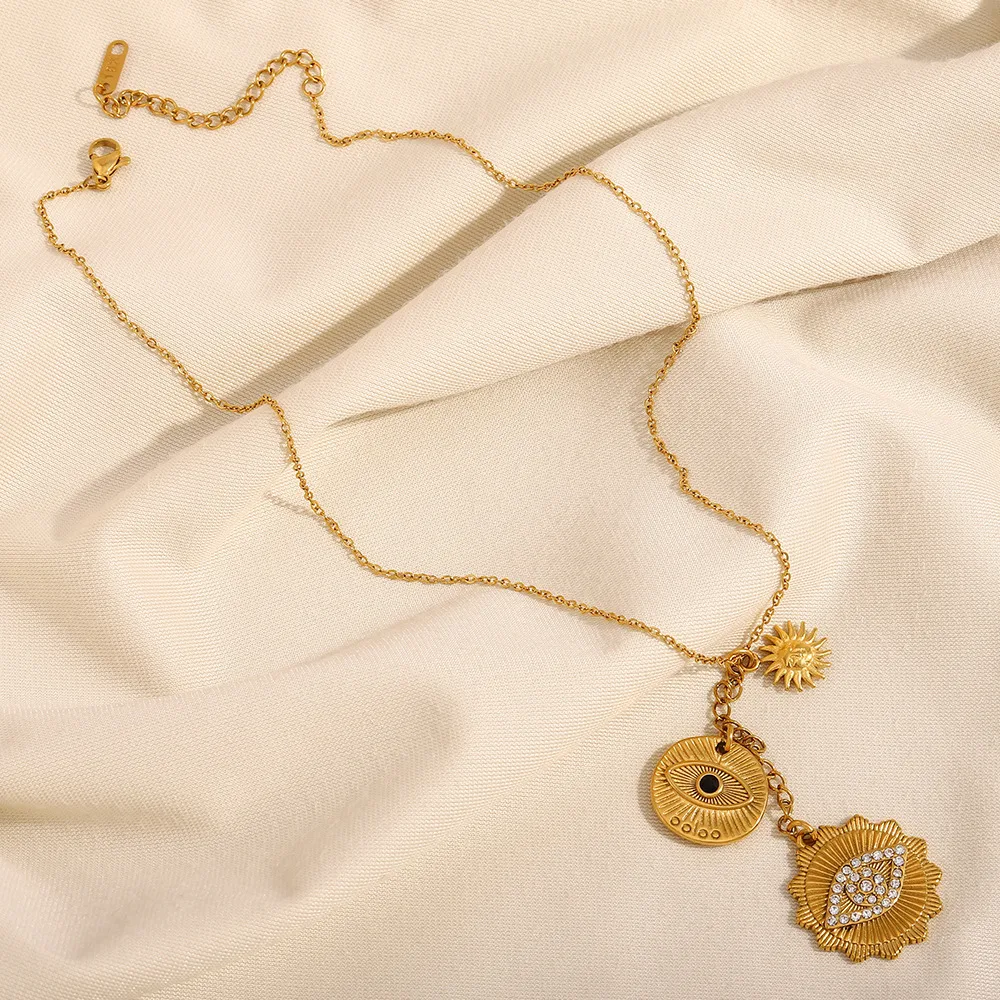 Rond Style Moderne Acier Inoxydable 304 Pendentif Placage Fermeture À Boucle De Type Homard display picture 4