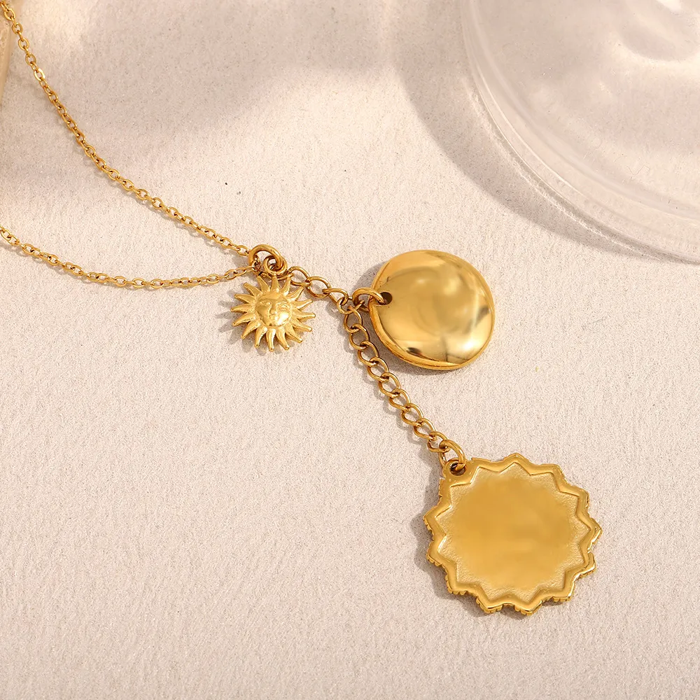 Ronda Estilo Moderno Acero Inoxidable 304 Collar Colgante Enchapado Cierre Con Gatillo De Langosta display picture 5