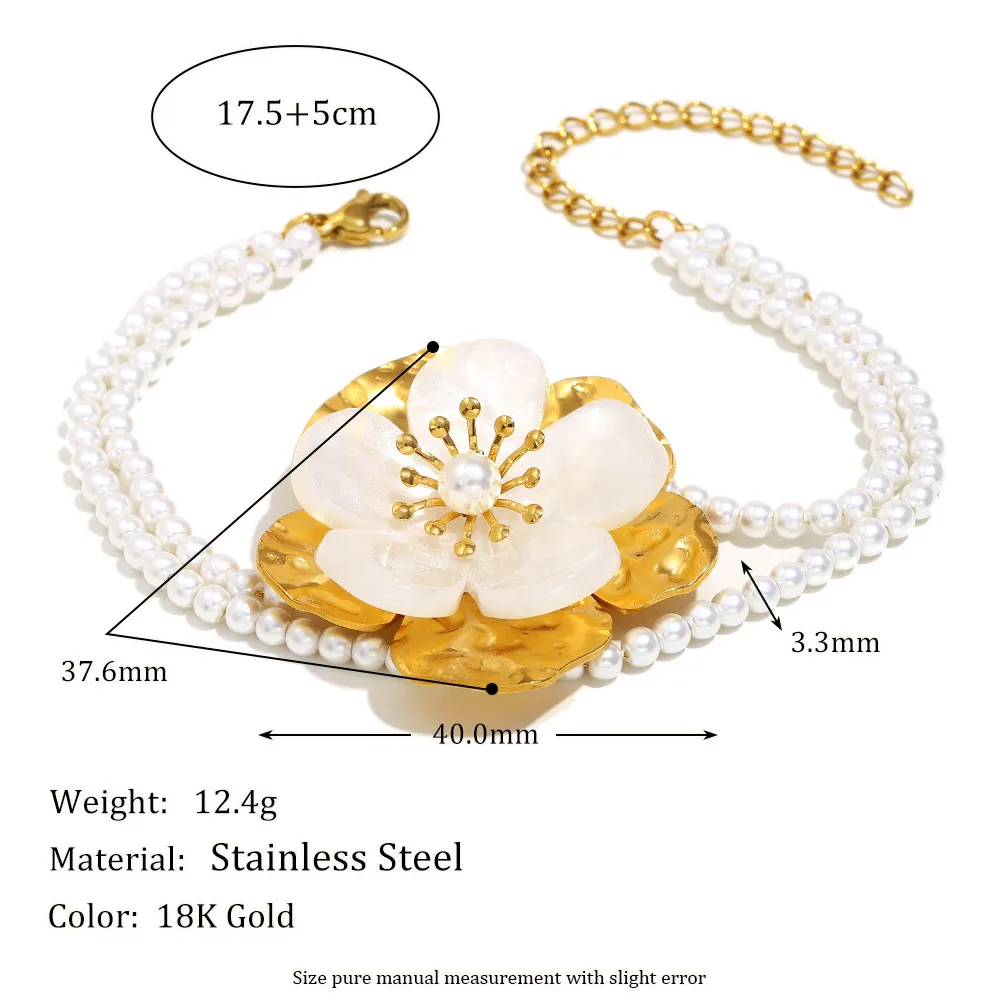 Flower Elegant Cute 304 Stainless Steel Imitation Pearl Bracelets Wholesale display picture 2