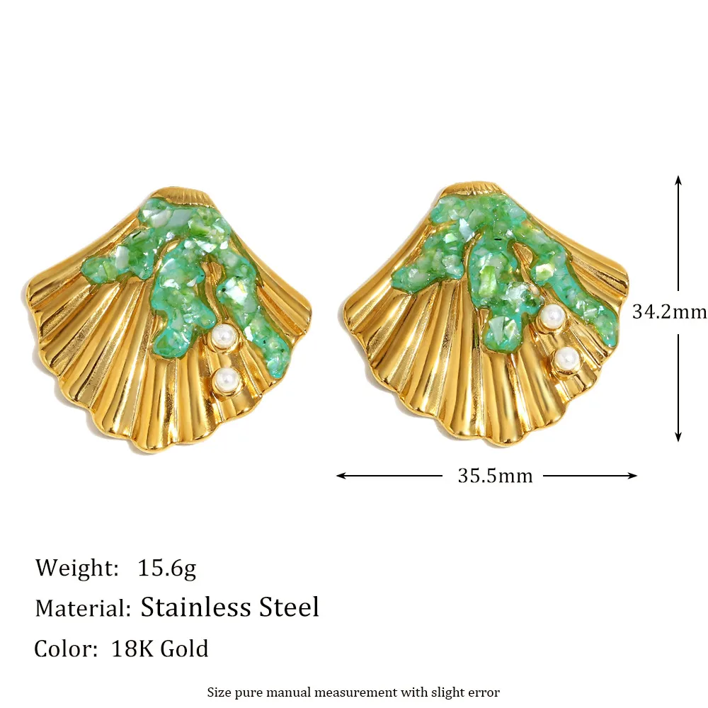 1 Pair Shell Modern Style Shiny 304 Stainless Steel Plating Ear Studs display picture 2