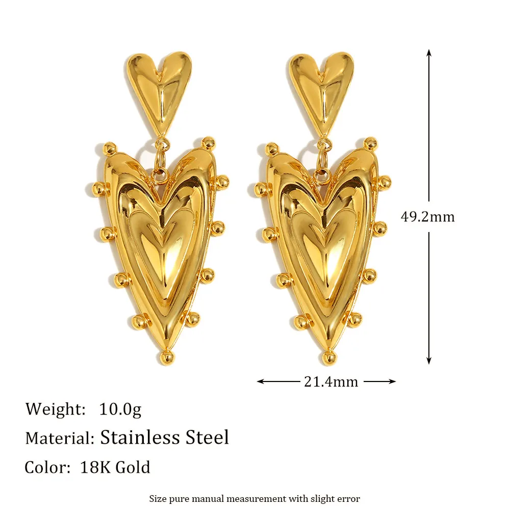 1 Pair Heart Shape Glam Modern Style 304 Stainless Steel Plating Drop Earrings display picture 2