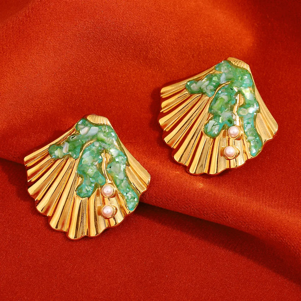 1 Pair Shell Modern Style Shiny 304 Stainless Steel Plating Ear Studs display picture 1