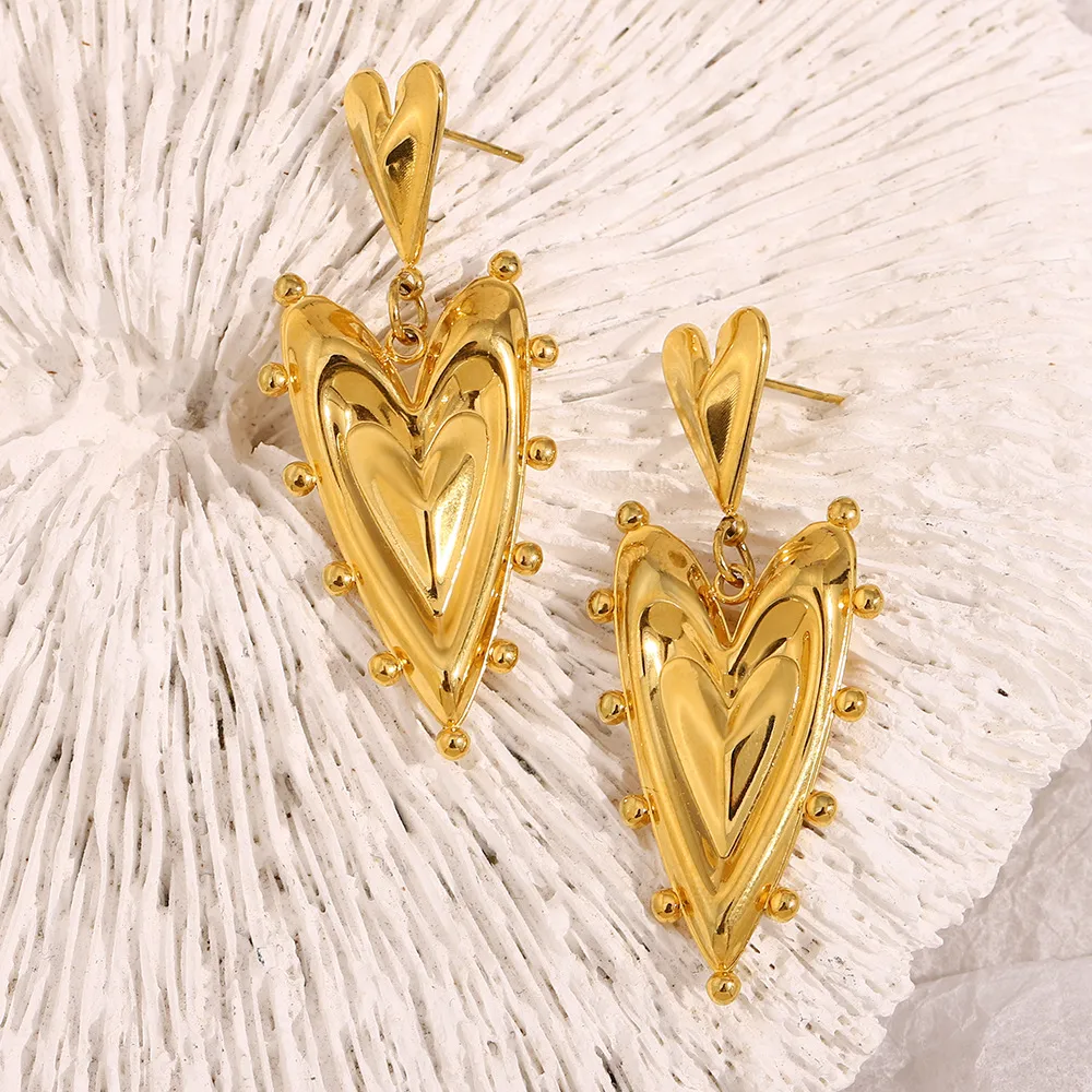 1 Par Forma De Corazón Glamour Estilo Moderno Acero Inoxidable 304 Enchapado Pendientes De Gota display picture 1