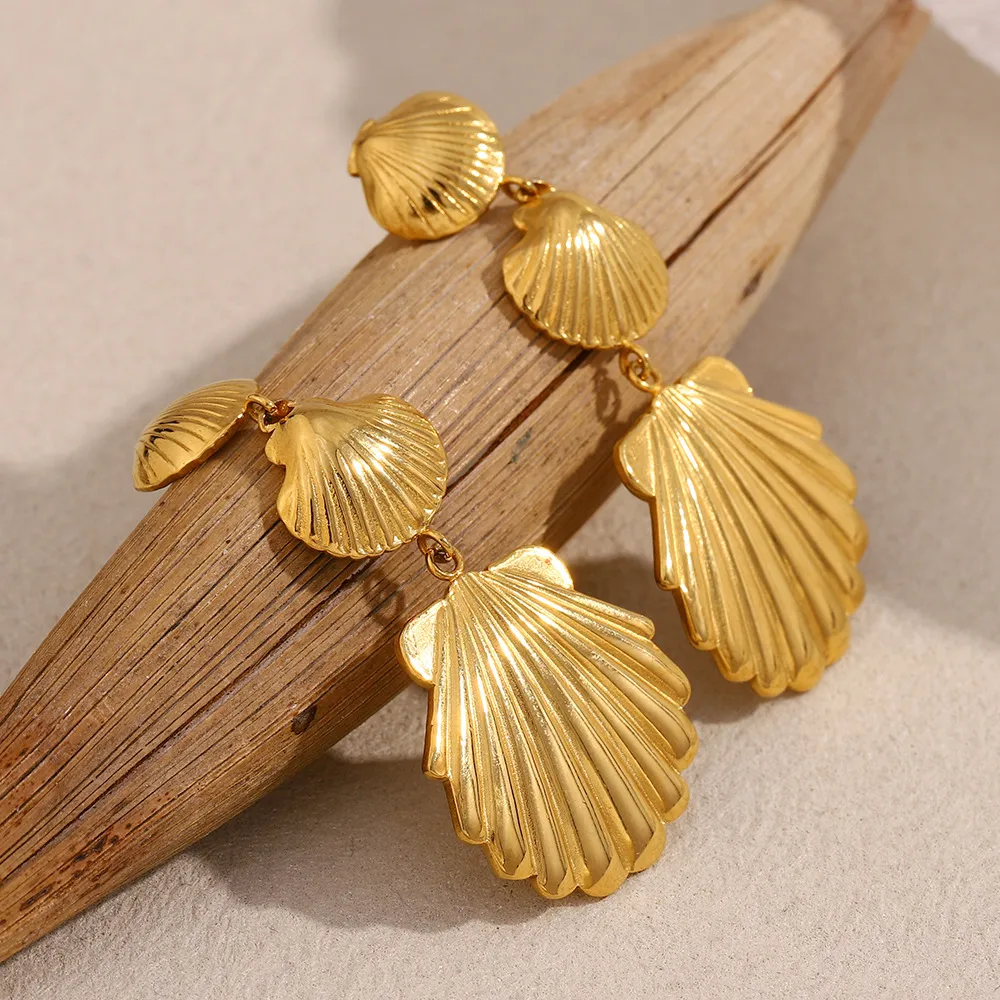 1 Pair Shell Modern Style Shiny 304 Stainless Steel Plating Drop Earrings display picture 1