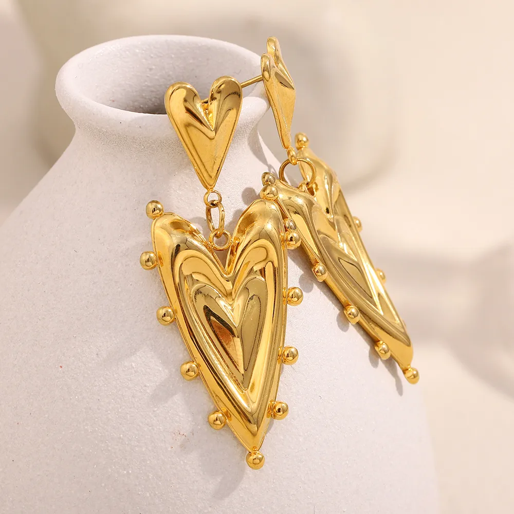 1 Par Forma De Corazón Glamour Estilo Moderno Acero Inoxidable 304 Enchapado Pendientes De Gota display picture 3