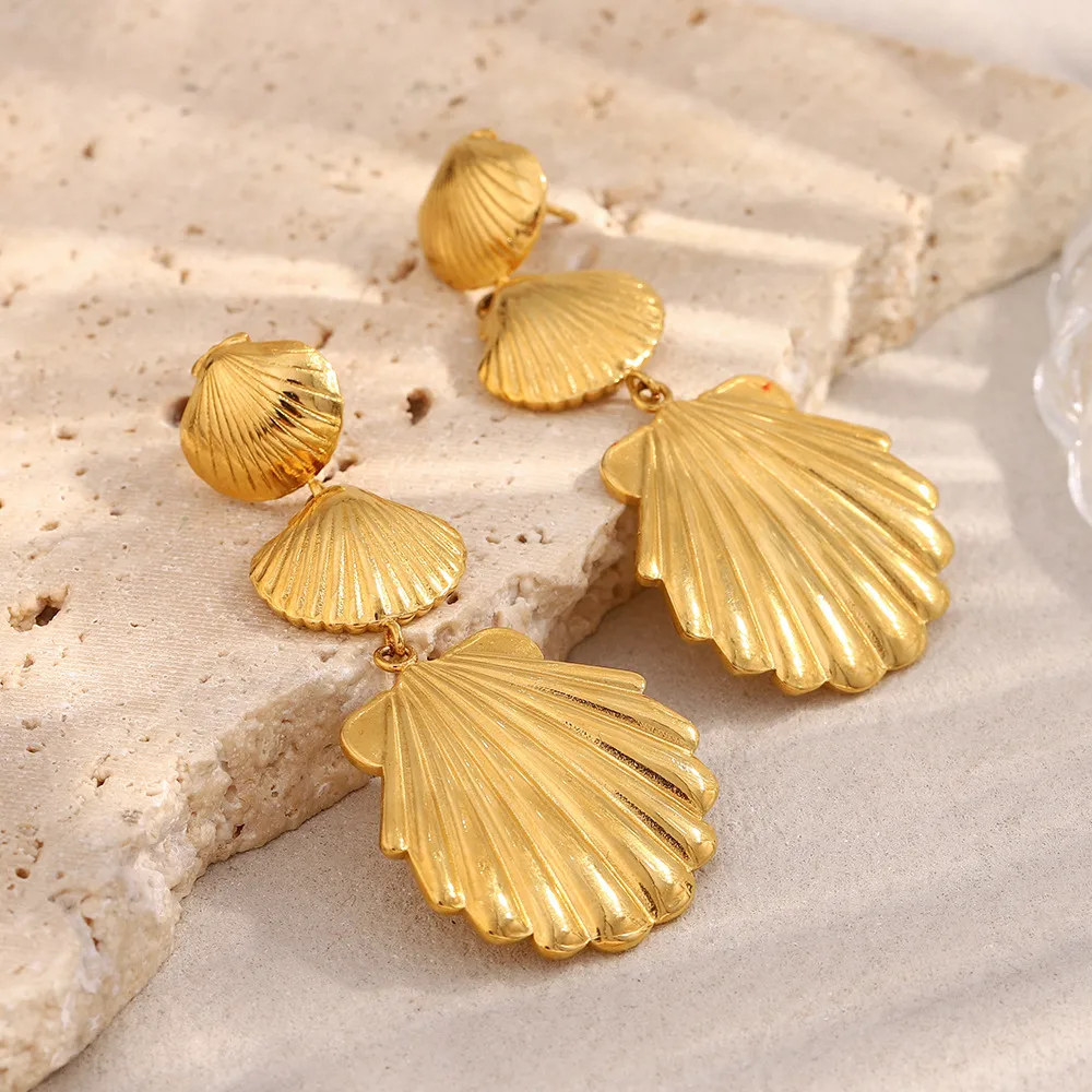1 Pair Shell Modern Style Shiny 304 Stainless Steel Plating Drop Earrings display picture 4