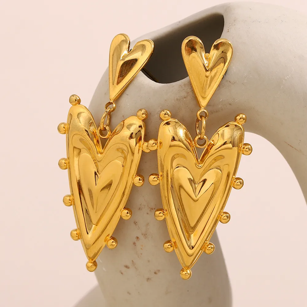1 Par Forma De Corazón Glamour Estilo Moderno Acero Inoxidable 304 Enchapado Pendientes De Gota display picture 4