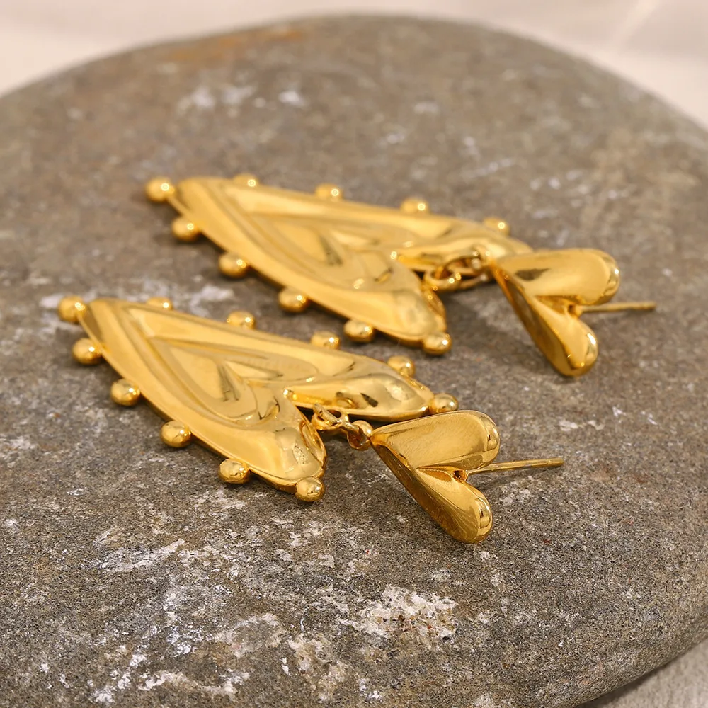 1 Par Forma De Corazón Glamour Estilo Moderno Acero Inoxidable 304 Enchapado Pendientes De Gota display picture 5