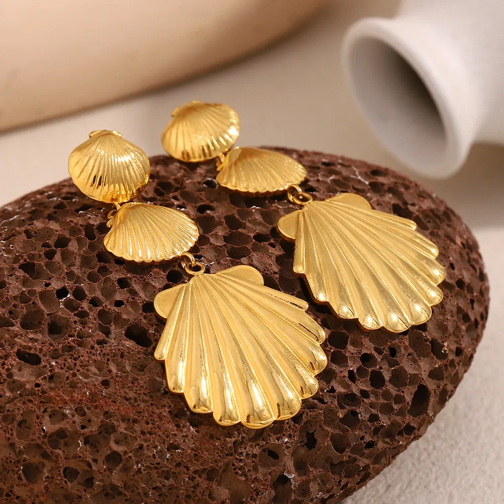 1 Pair Shell Modern Style Shiny 304 Stainless Steel Plating Drop Earrings display picture 6