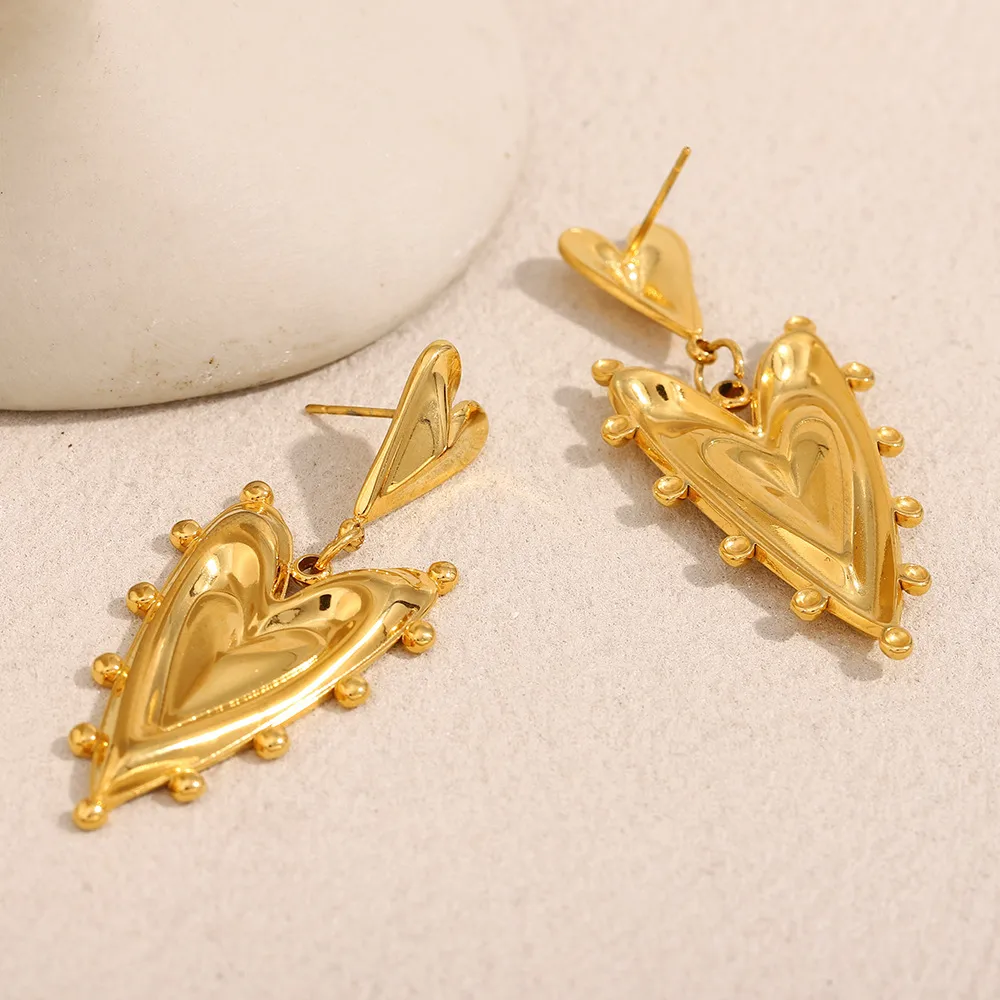 1 Pair Heart Shape Glam Modern Style 304 Stainless Steel Plating Drop Earrings display picture 6