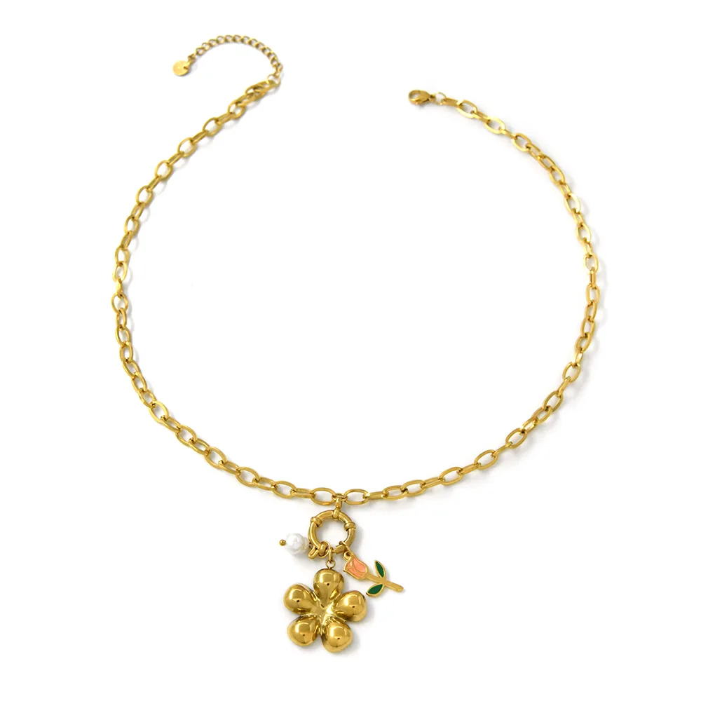 Pentagram Geometric Rose Fairy Style Princess Cute 304 Stainless Steel Pendant Necklace Lobster Trigger Clasp Closure display picture 1