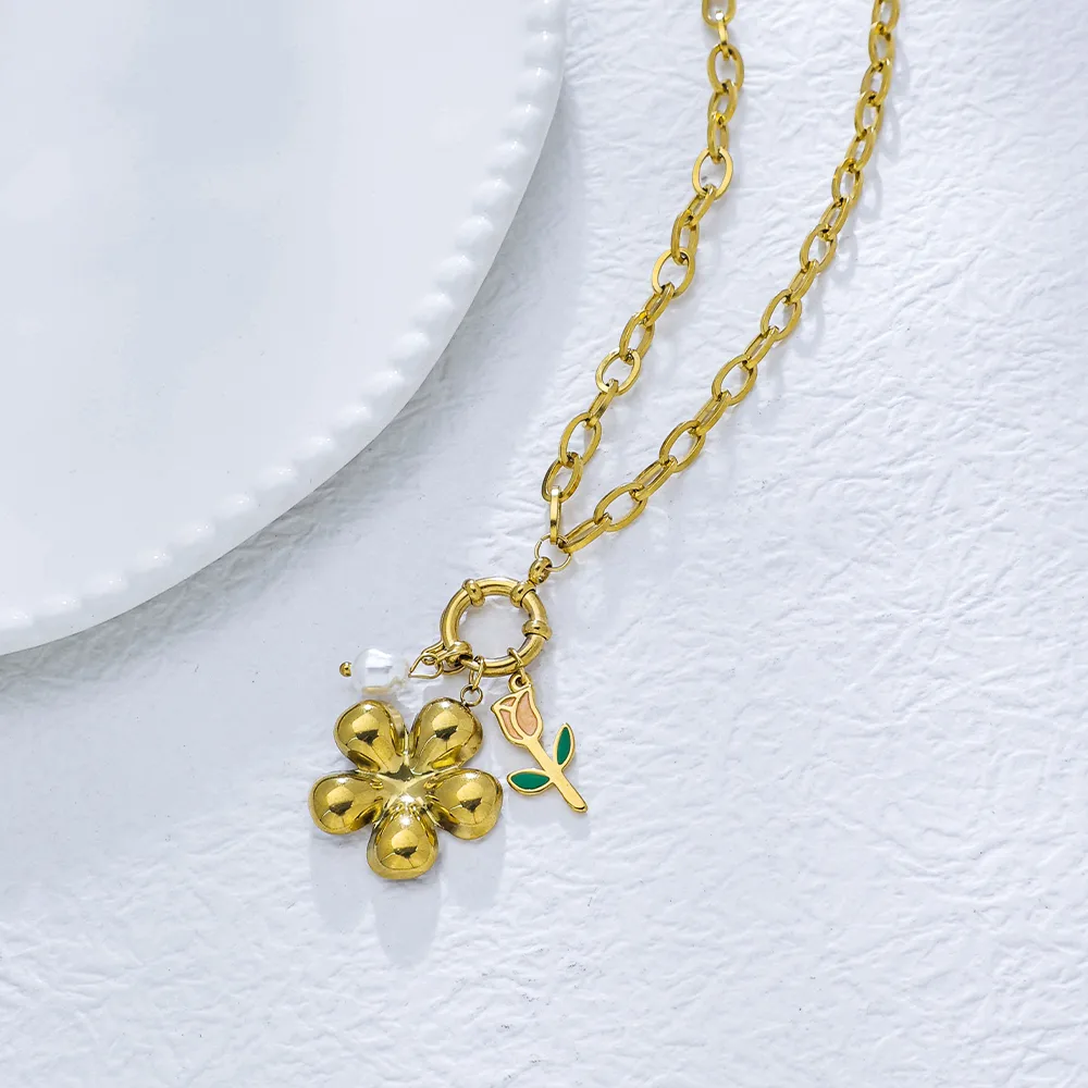 Pentacle Géométrique Rose Style De Fée Princesse Mignon Acier Inoxydable 304 Pendentif Fermeture À Boucle De Type Homard display picture 5