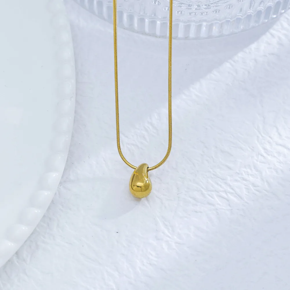 Les Gouttelettes D'Eau Décontractée Rétro Style Simple Acier Inoxydable 304 Plaqué Or 18K Pendentif Placage Fermeture À Boucle De Type Homard display picture 6