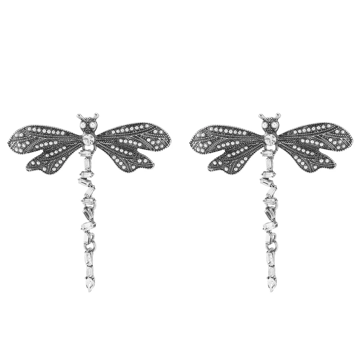 1 Par Libélula Clásico Retro Latón Diamante Pendientes De Gota display picture 6