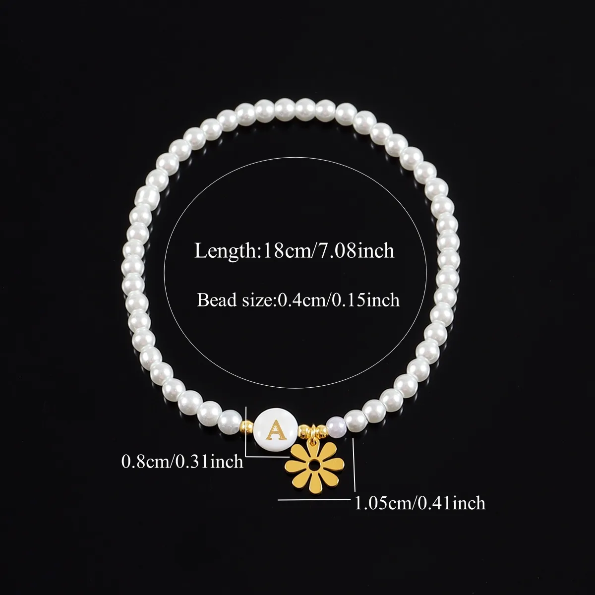 Round Letter Flower Elegant Simple Style Classic Style 304 Stainless Steel Artificial Pearl Shell Bracelets Wholesale display picture 2