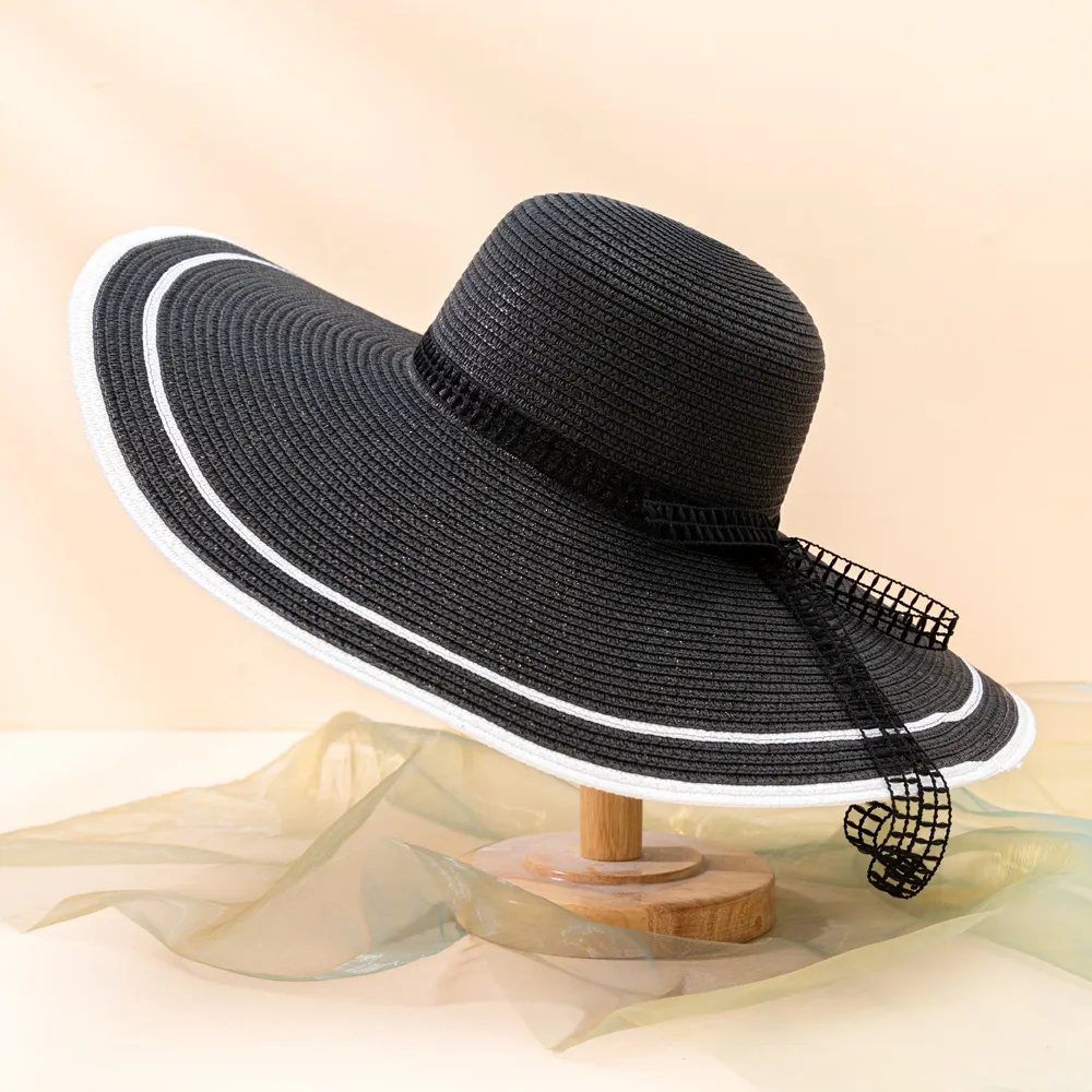 Femmes Noeud D'Arc Grand Avant-Toit Style Moderne Chapeau De Paille display picture 3
