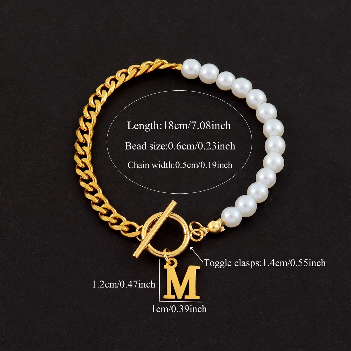 Letter Simple Style Classic Style 201 Stainless Steel 304 Stainless Steel Artificial Pearl Bracelets Wholesale display picture 2