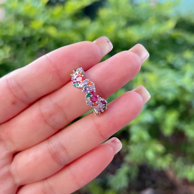 Geometric French Style Sweet Zircon Copper 18K Gold Plated Silver Plated Open Rings Inlay display picture 2