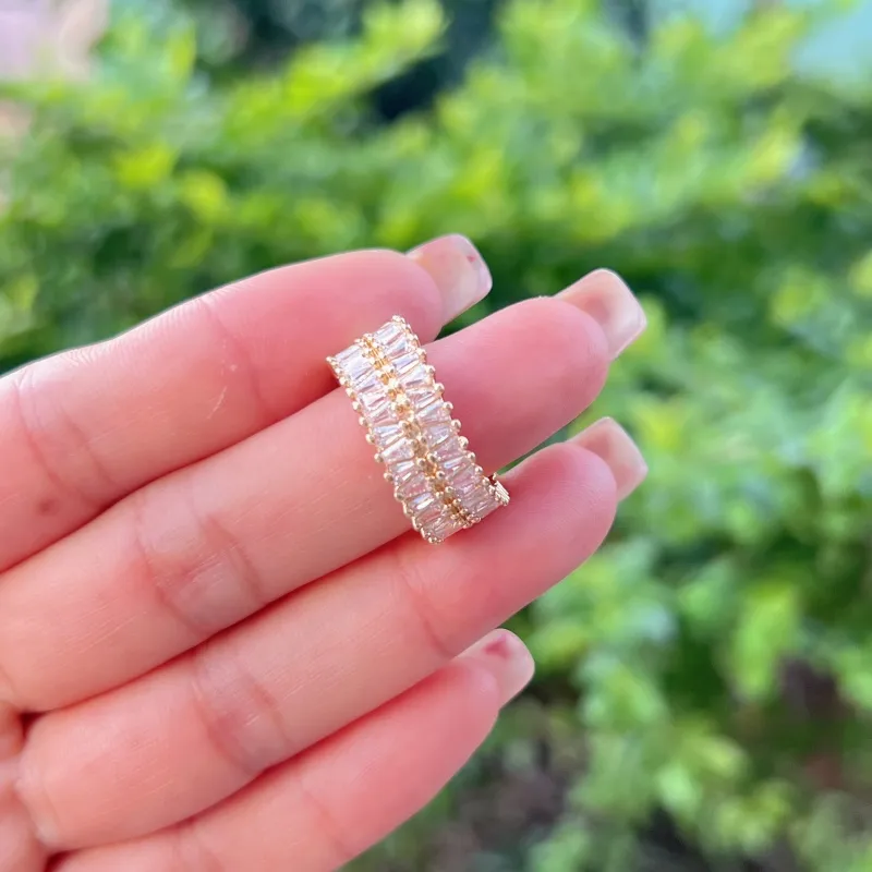 Geometric French Style Sweet Zircon Copper 18K Gold Plated Silver Plated Open Rings Inlay display picture 9